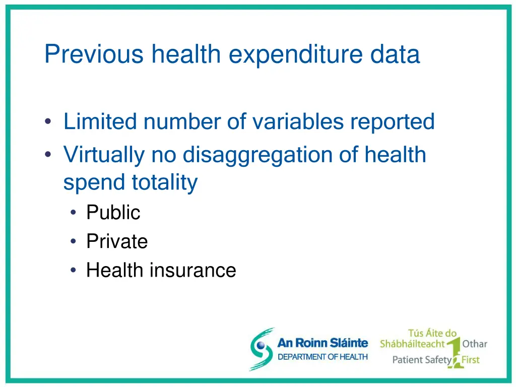 previous health expenditure data