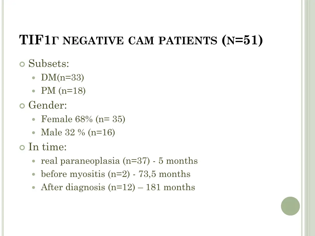 tif1 negative cam patients n 51