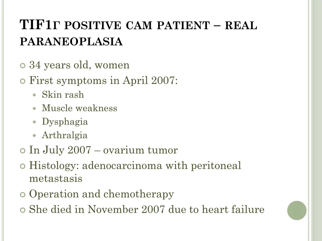 tif1 positive cam patient real paraneoplasia