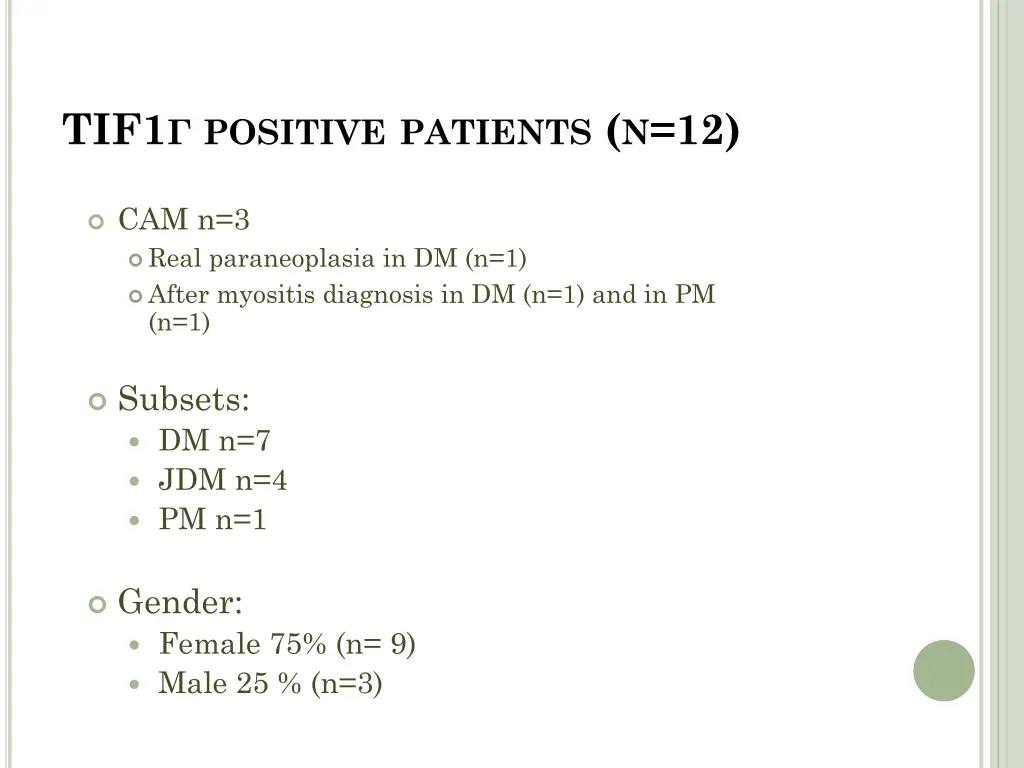 tif1 positive patients n 12