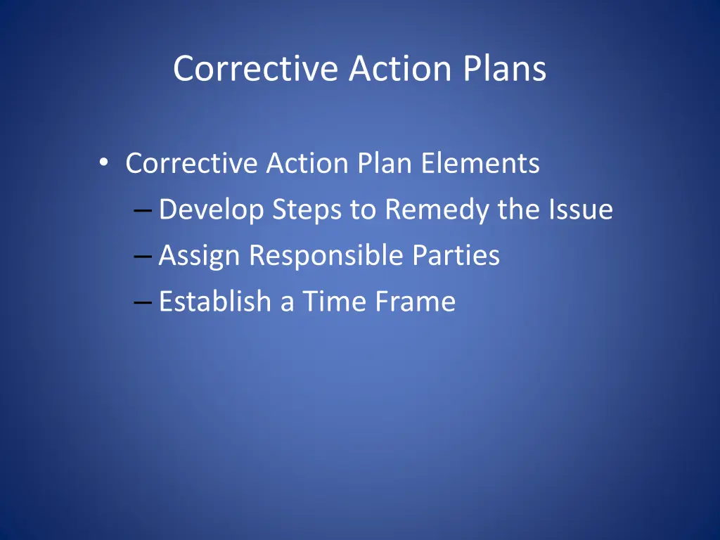 corrective action plans