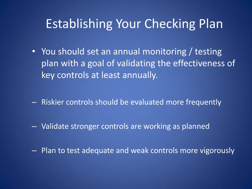 establishing your checking plan