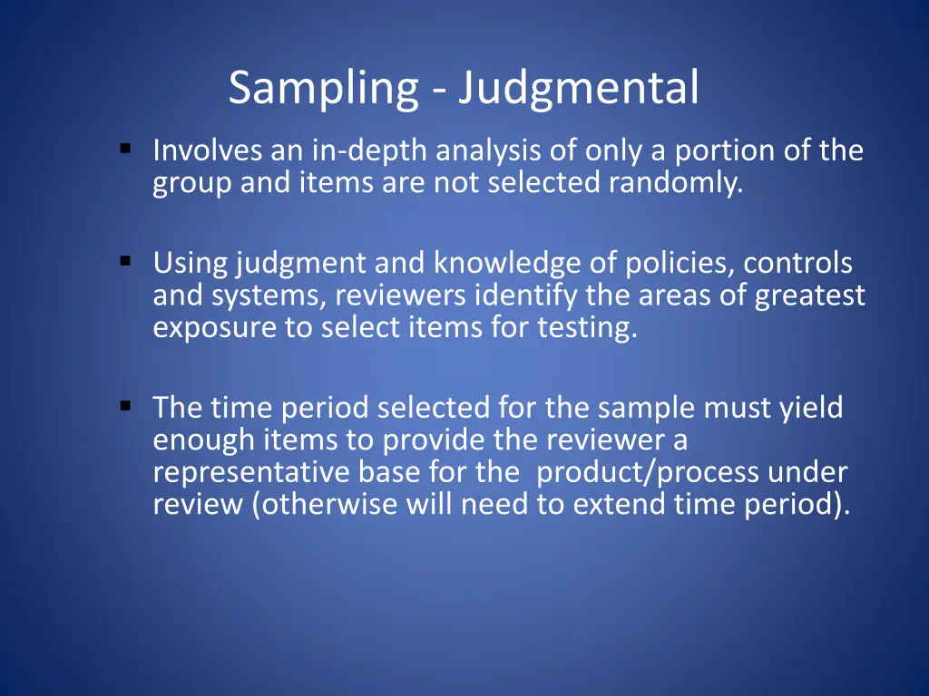 sampling judgmental involves an in depth analysis