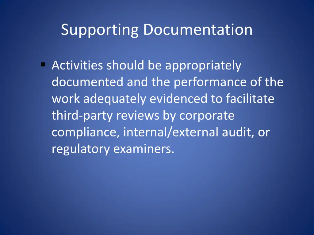 supporting documentation