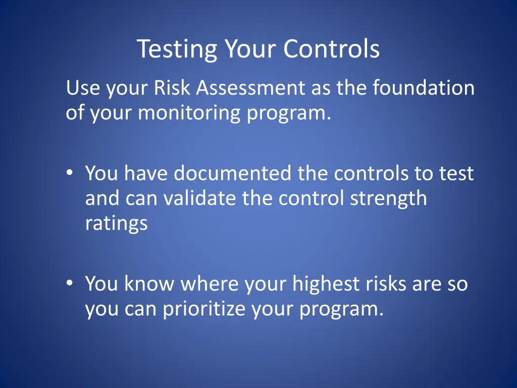 testing your controls
