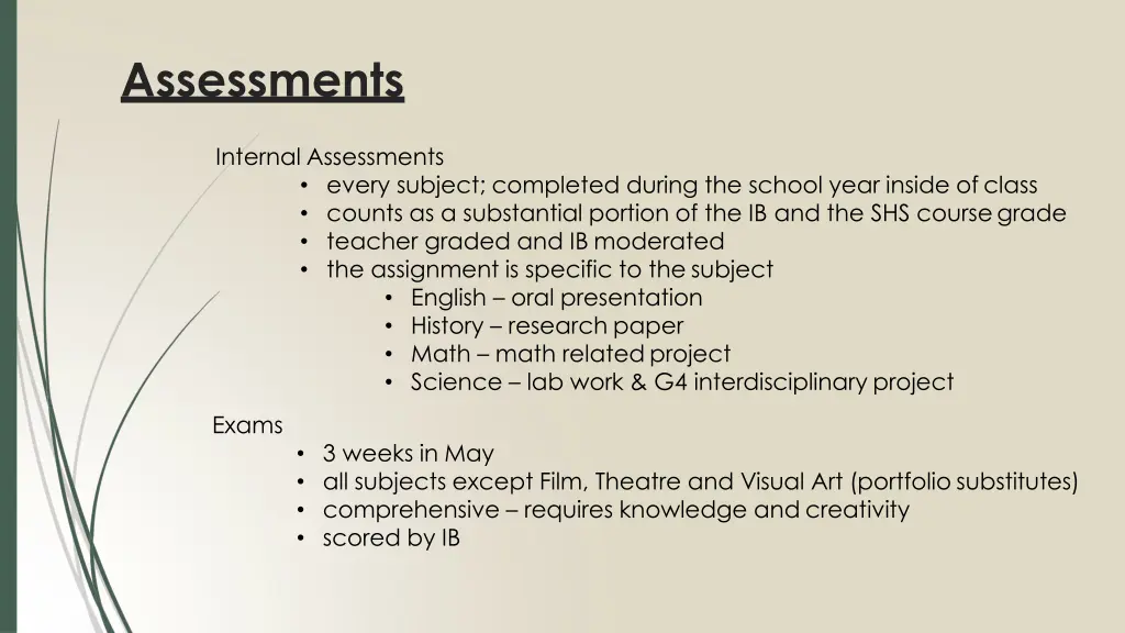 assessments