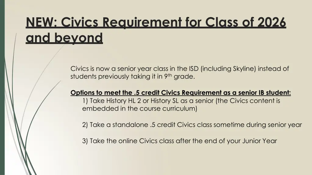 new civics requirement for class of 2026
