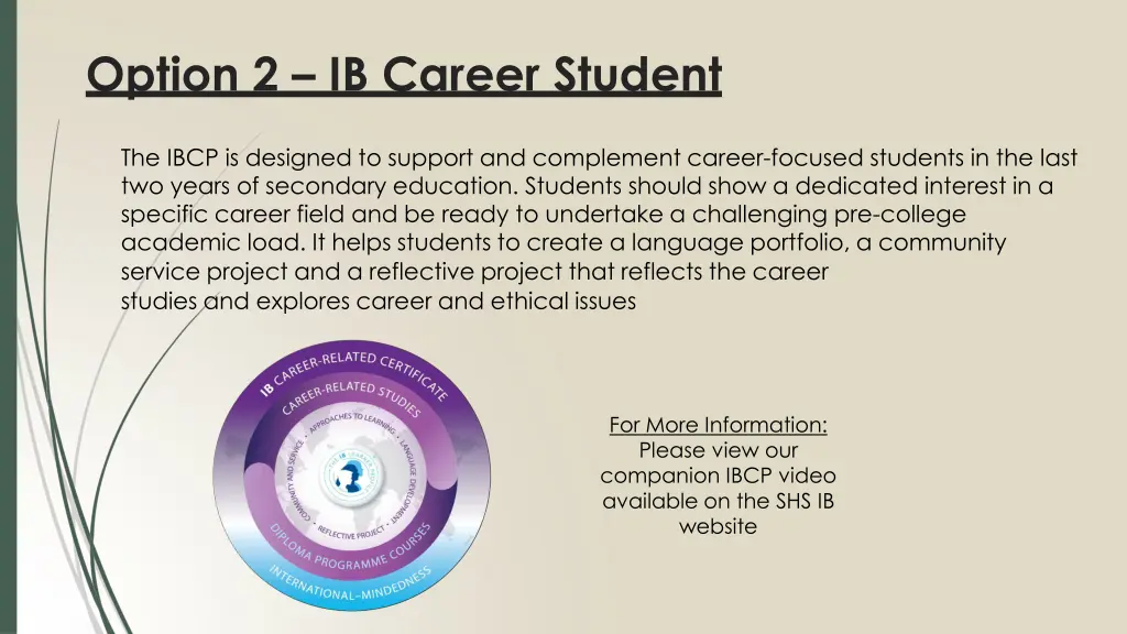 option 2 ib career student