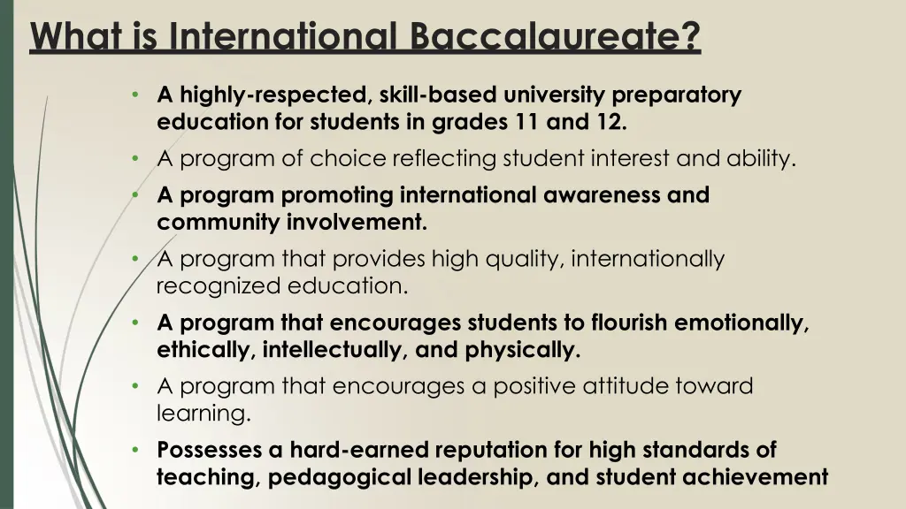 what is international baccalaureate
