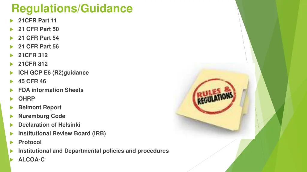 regulations guidance