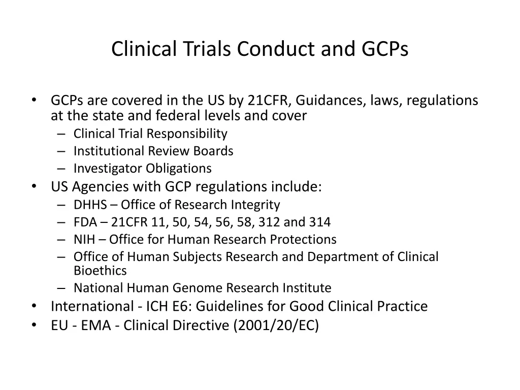 clinical trials conduct and gcps