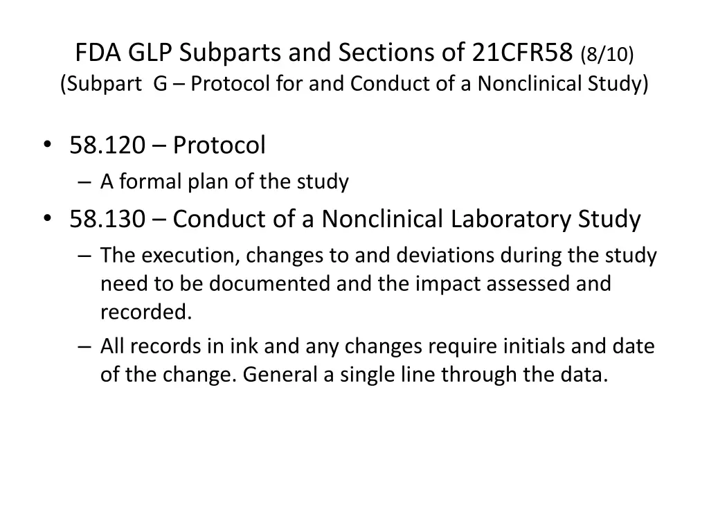 fda glp subparts and sections of 21cfr58 7