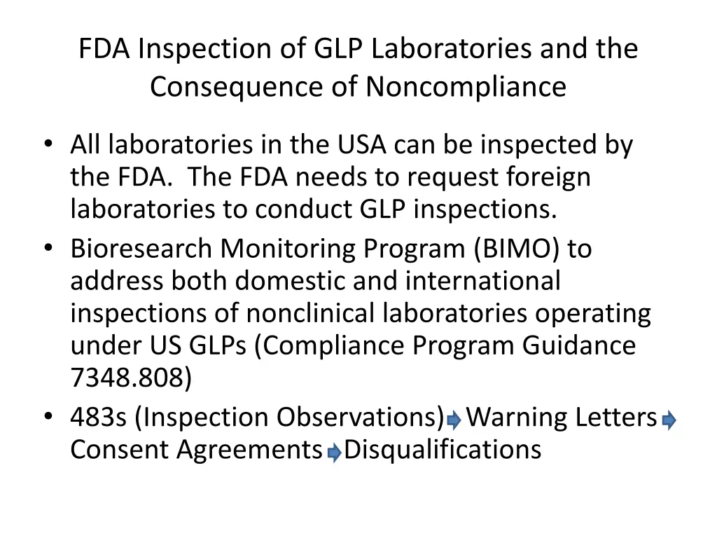 fda inspection of glp laboratories
