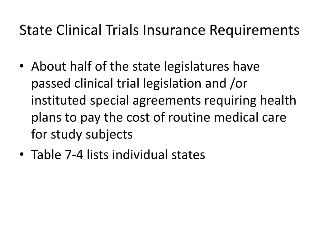 state clinical trials insurance requirements