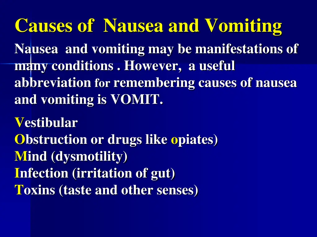 causes of nausea and vomiting nausea and vomiting