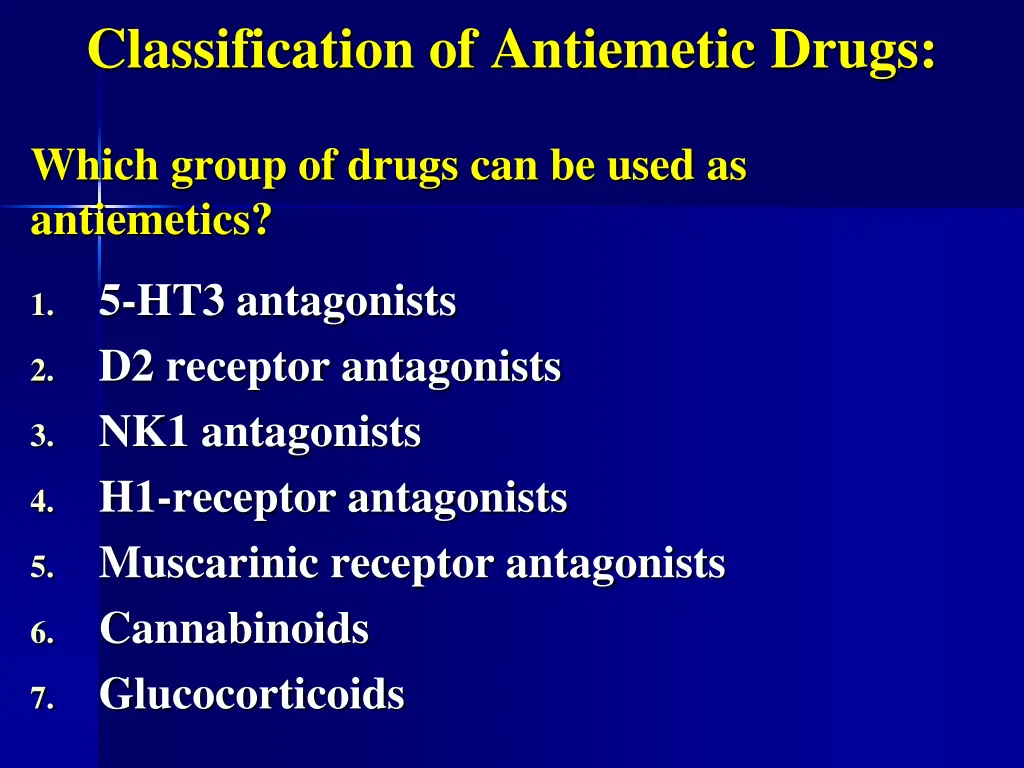 classification of antiemetic drugs