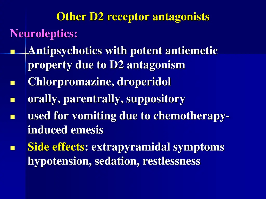 other d2 receptor antagonists neuroleptics
