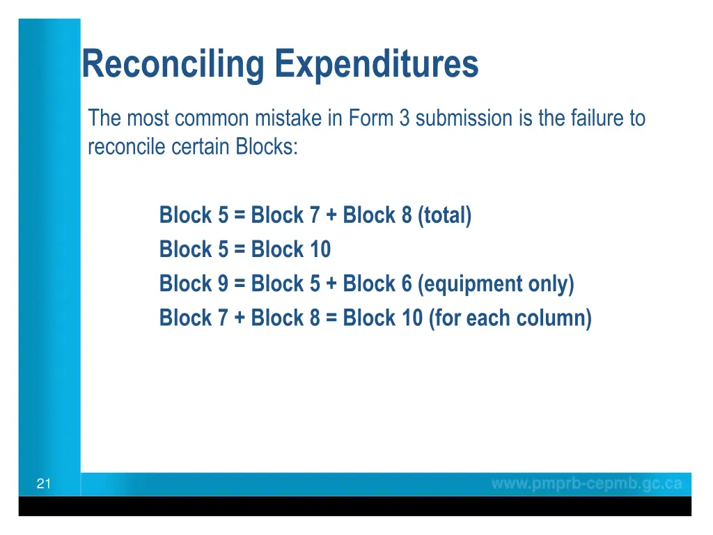 reconciling expenditures