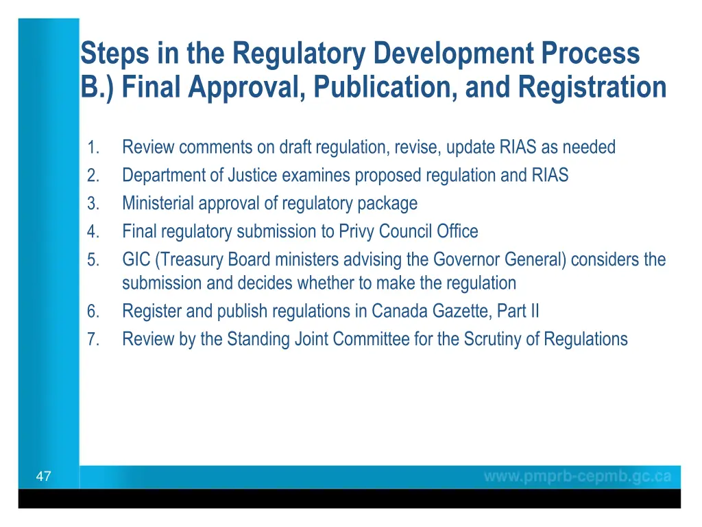 steps in the regulatory development process 1