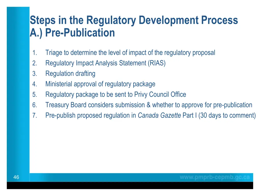 steps in the regulatory development process
