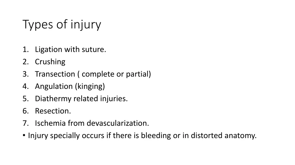 types of injury