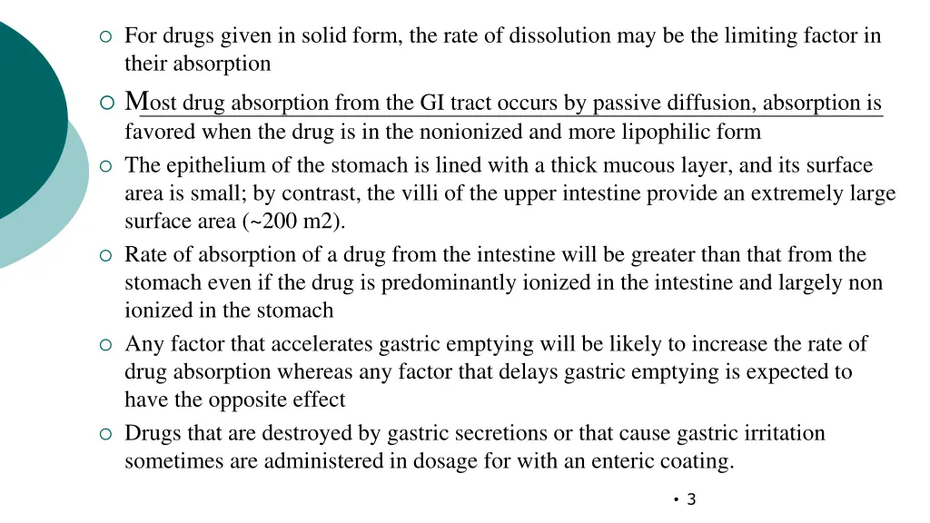 for drugs given in solid form the rate