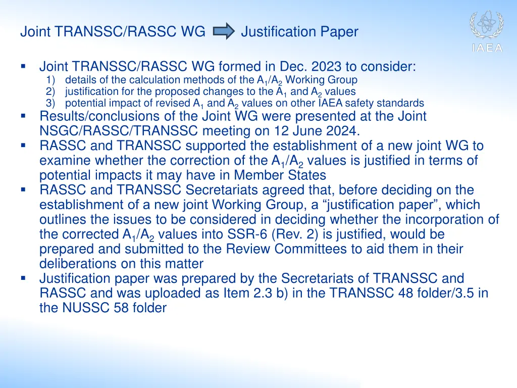 joint transsc rassc wg justification paper