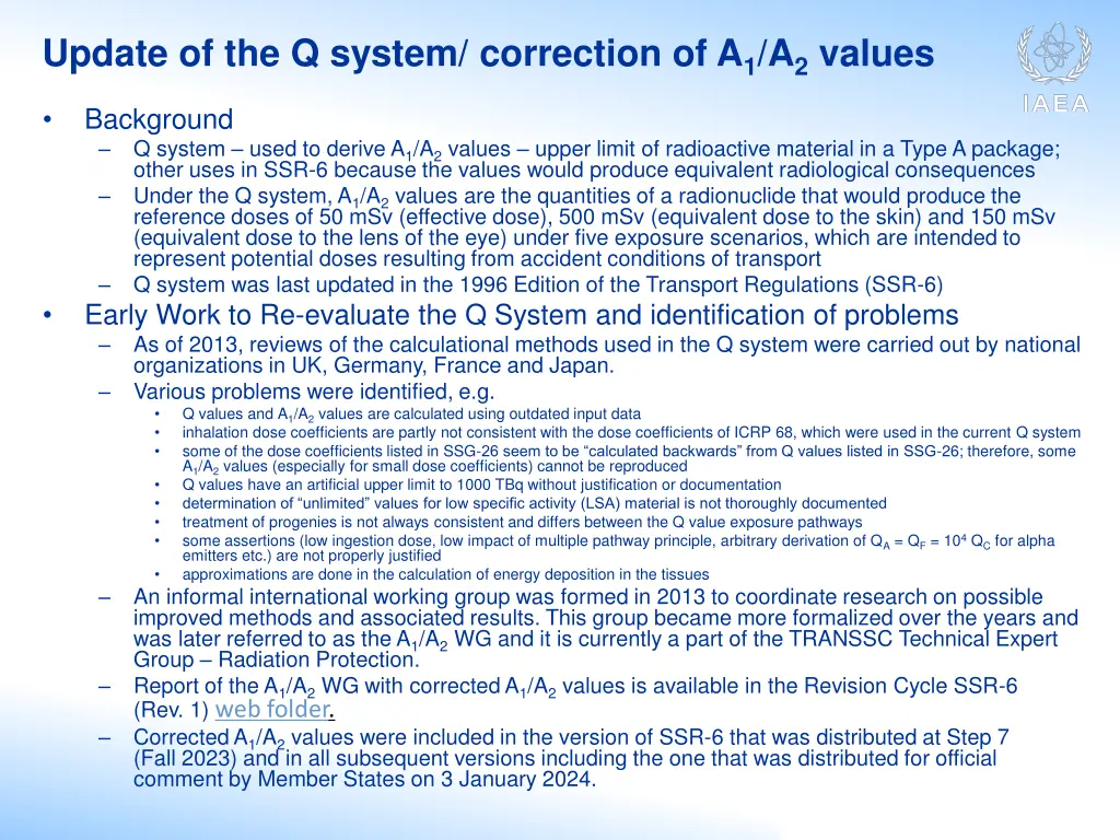 update of the q system correction