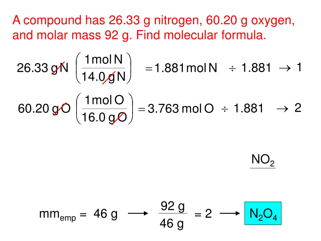 a compound has 26 33 g nitrogen 60 20 g oxygen
