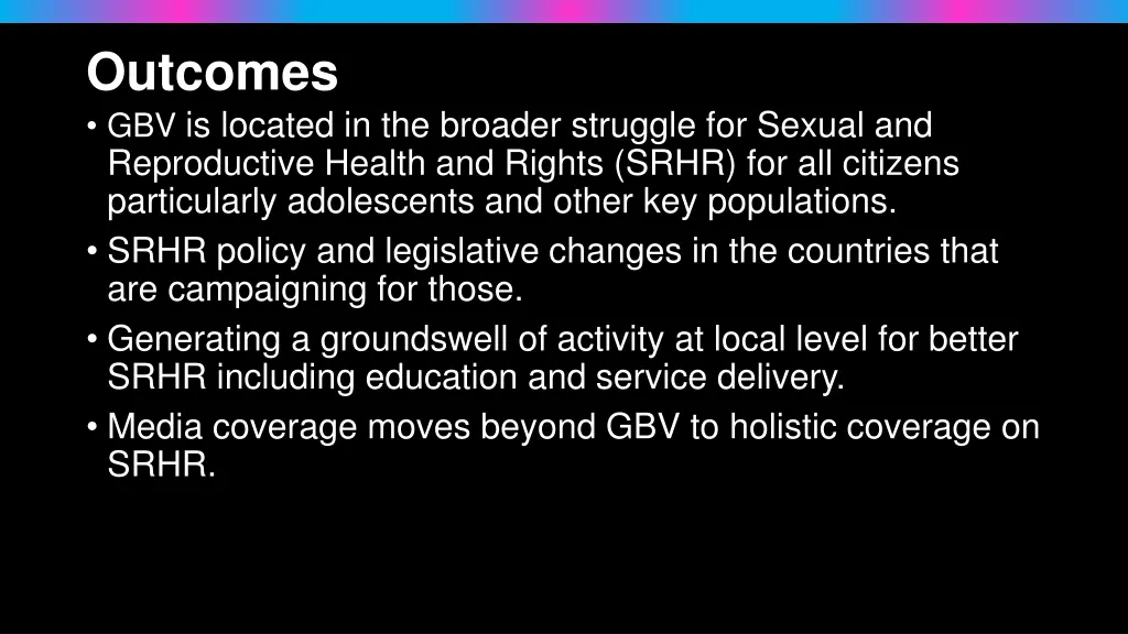 outcomes gbv is located in the broader struggle