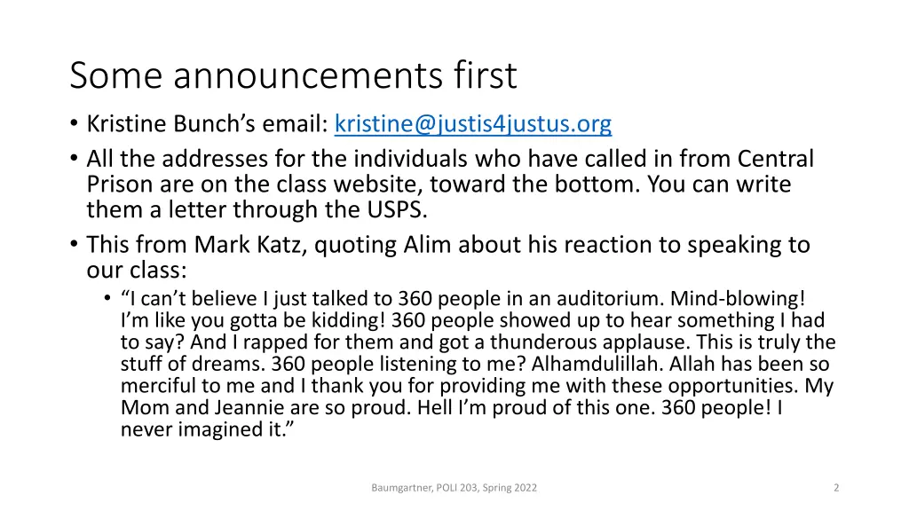 some announcements first kristine bunch s email