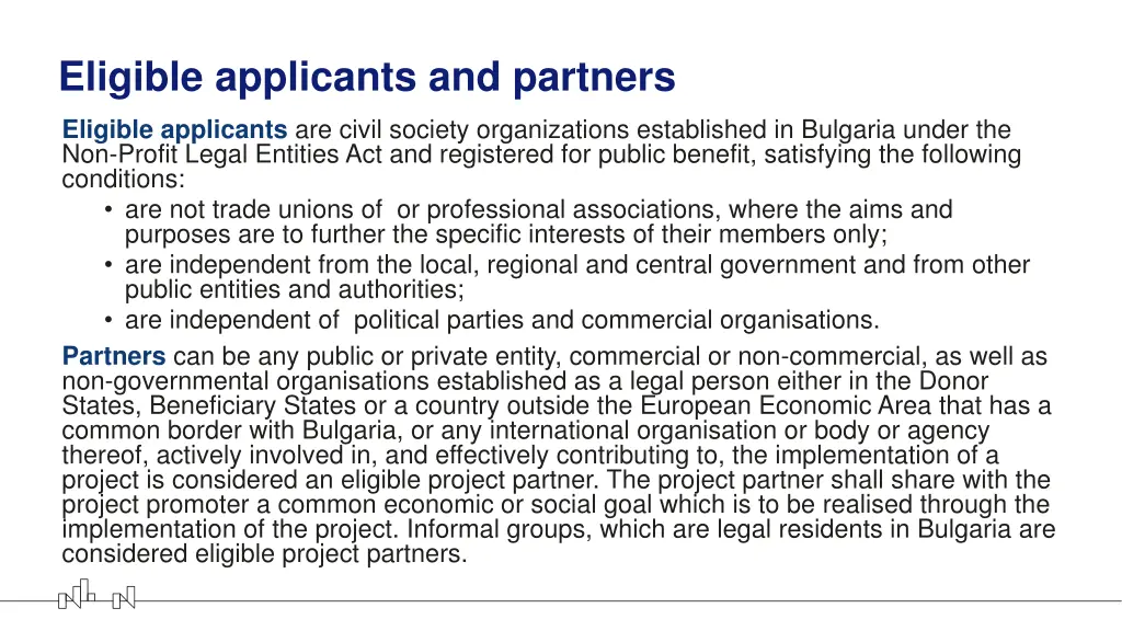 eligible applicants and partners