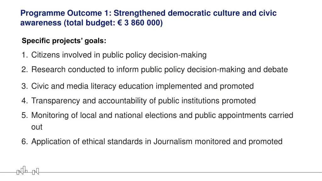 programme outcome 1 strengthened democratic