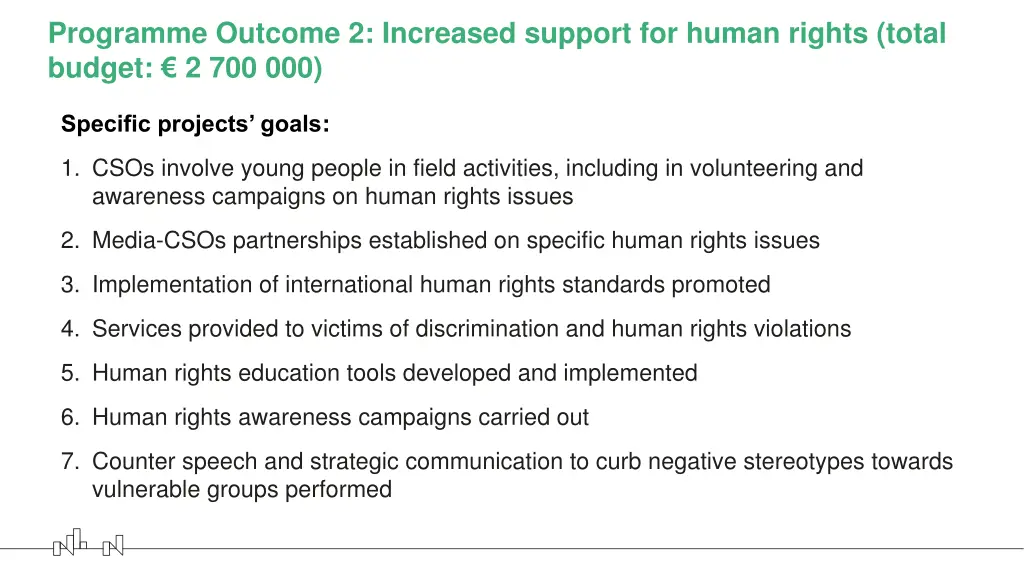 programme outcome 2 increased support for human