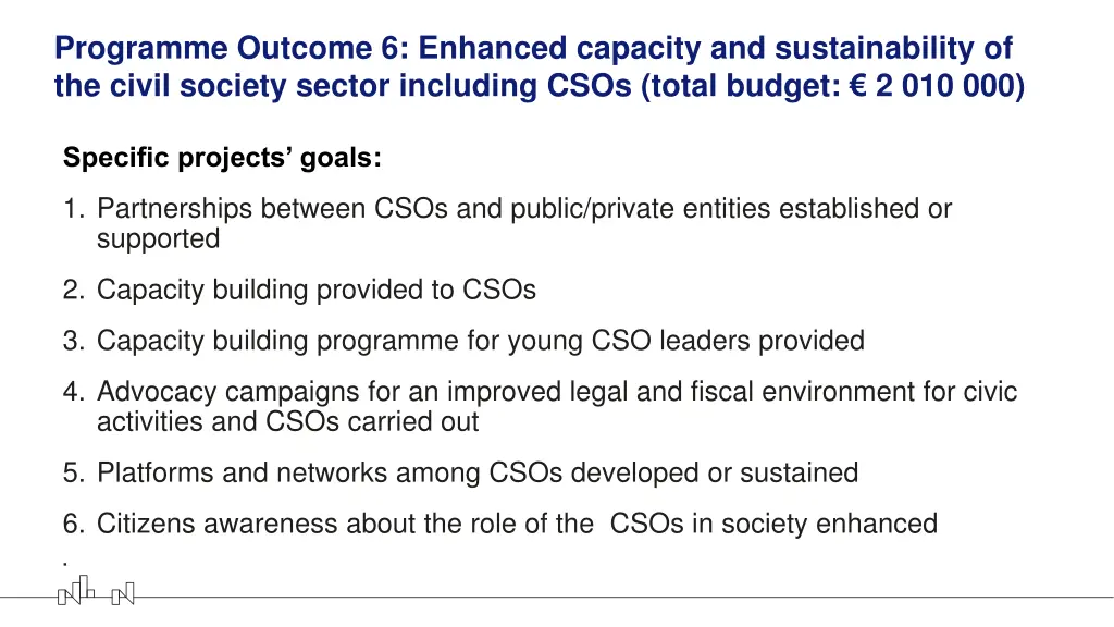 programme outcome 6 enhanced capacity