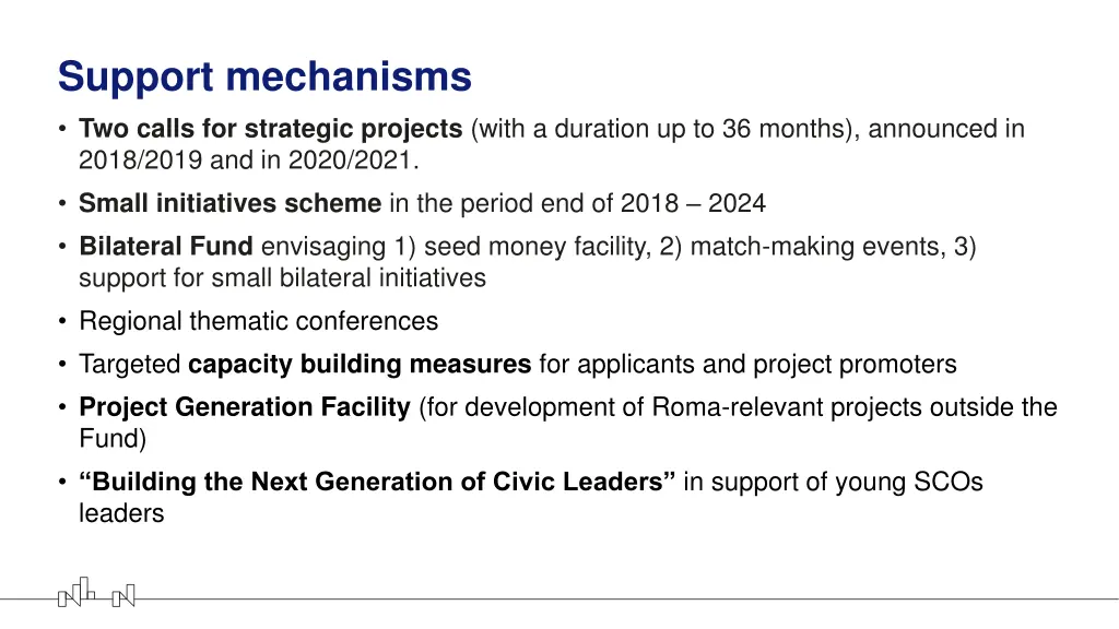 support mechanisms two calls for strategic