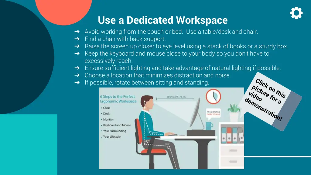 use a dedicated workspace avoid working from