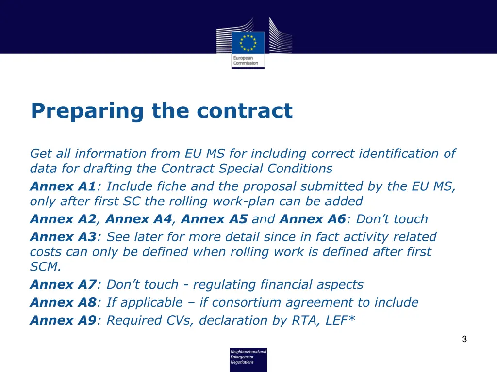 preparing the contract