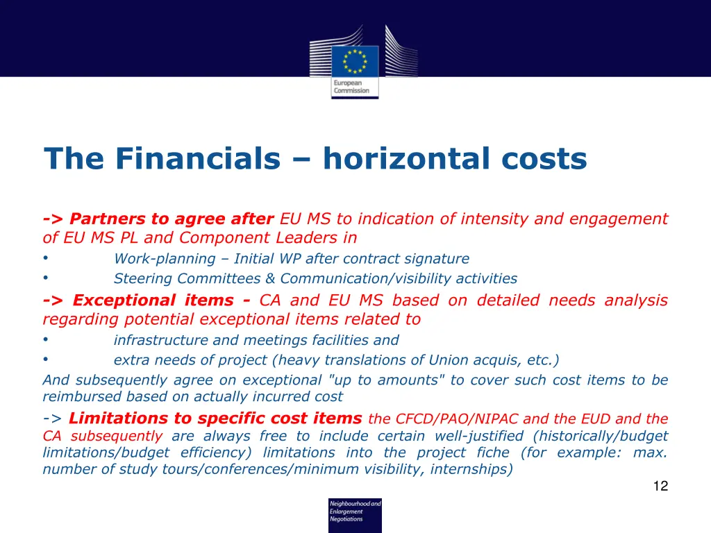 the financials horizontal costs
