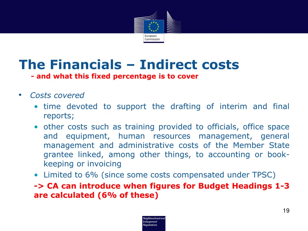 the financials indirect costs and what this fixed