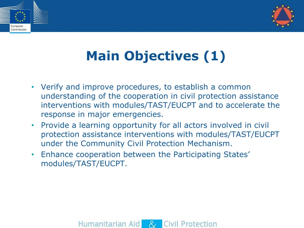main objectives 1