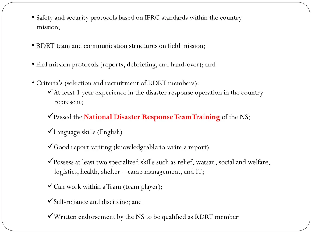 safety and security protocols based on ifrc
