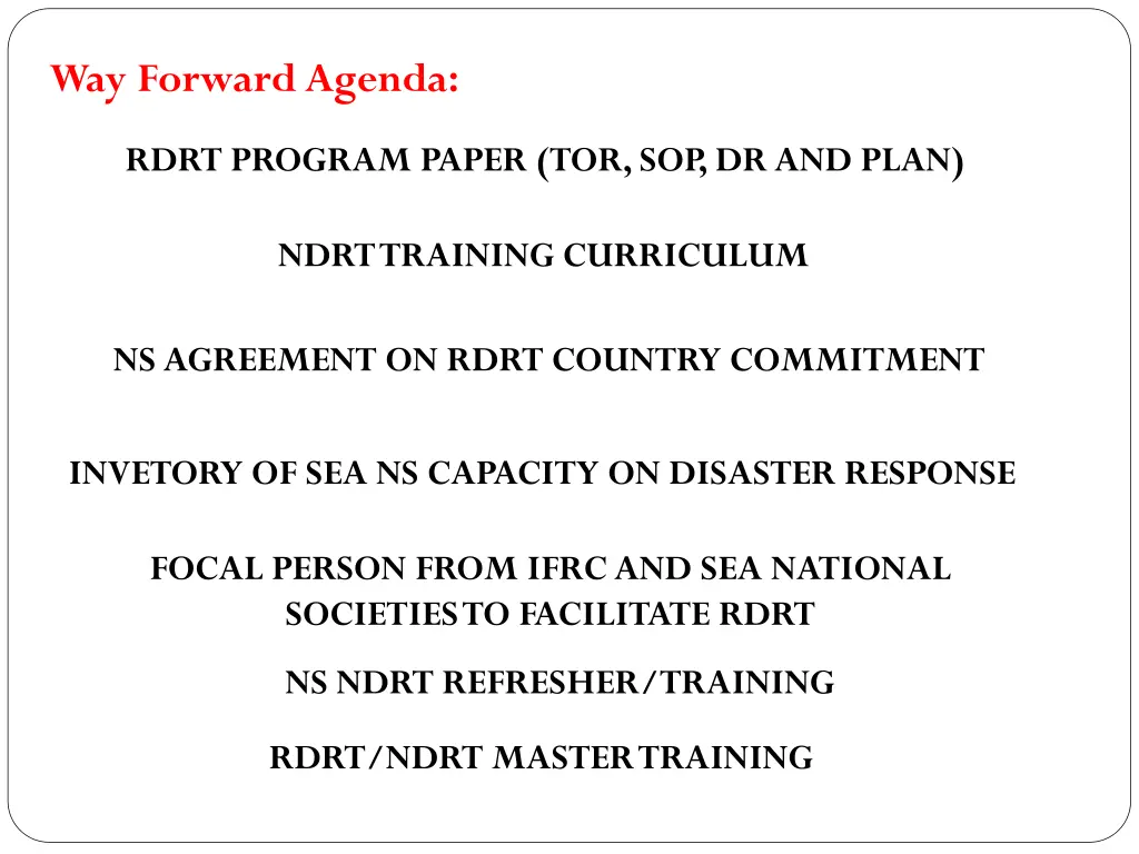 way forward agenda