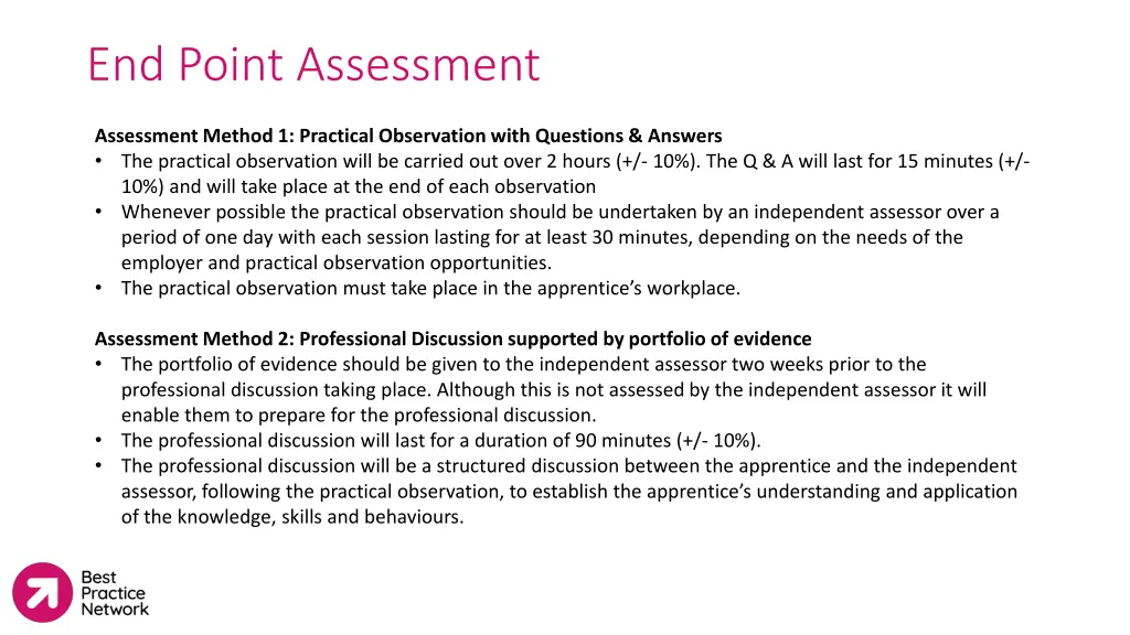 end point assessment