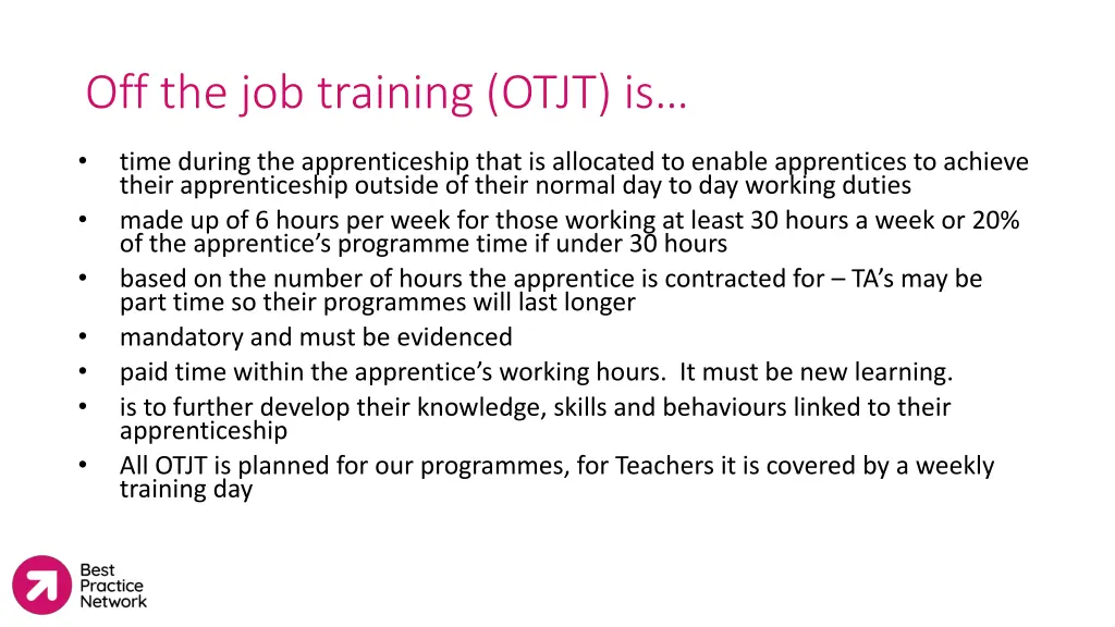 off the job training otjt is