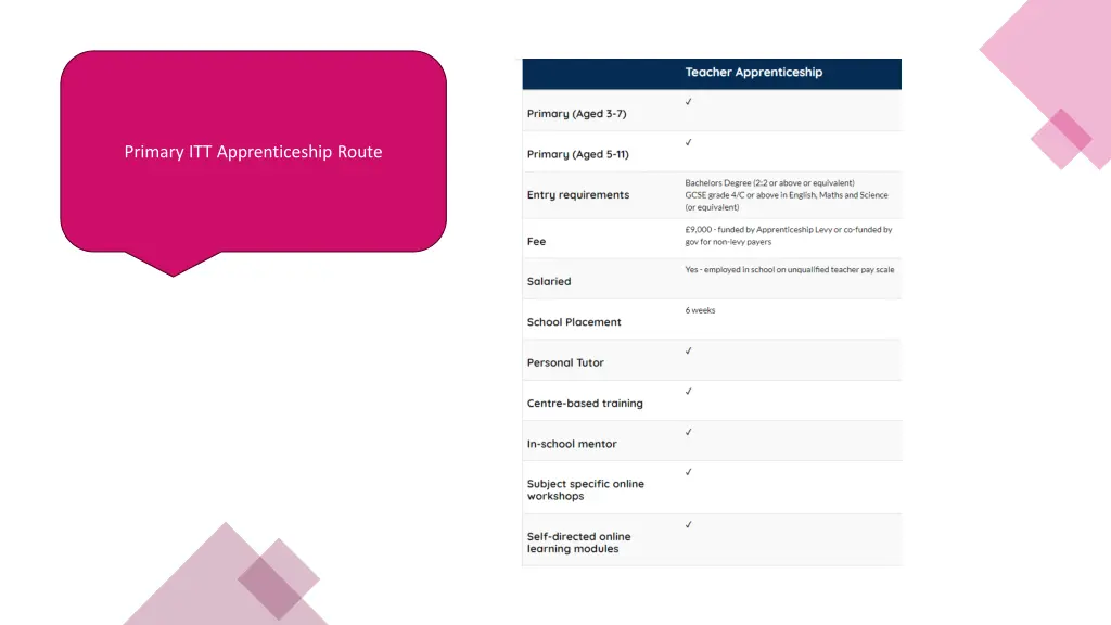 primary itt apprenticeship route