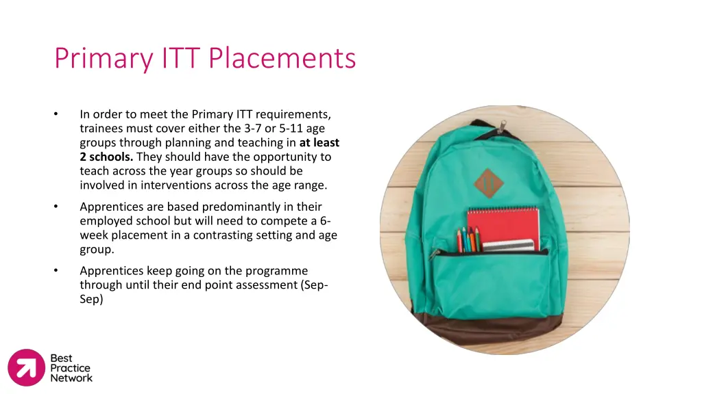 primary itt placements