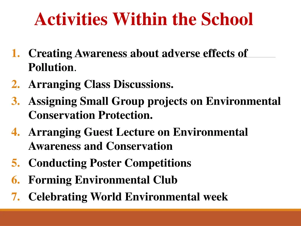 activities within the school