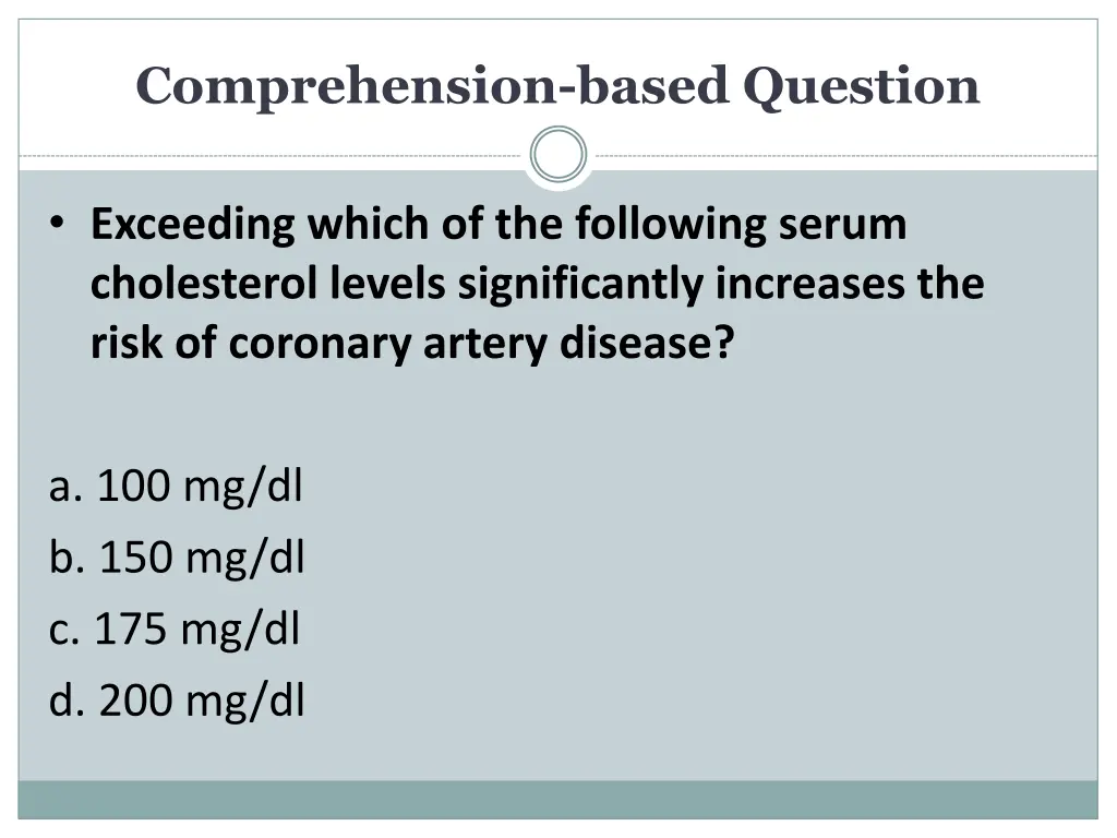 comprehension based question