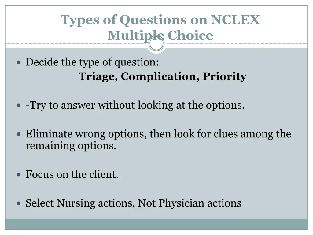 types of questions on nclex multiple choice